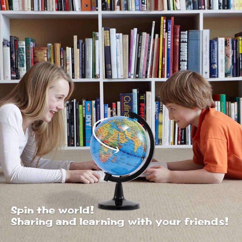 Wizdar 4'' World Globe for Kids Learning, Educational Rotating World Map Globes Mini Size Decorative Earth Children Globe for Classroom Geography Teaching, Desk and Office Decoration-4 inch - Image 5